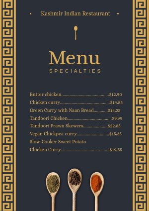 menu indiano